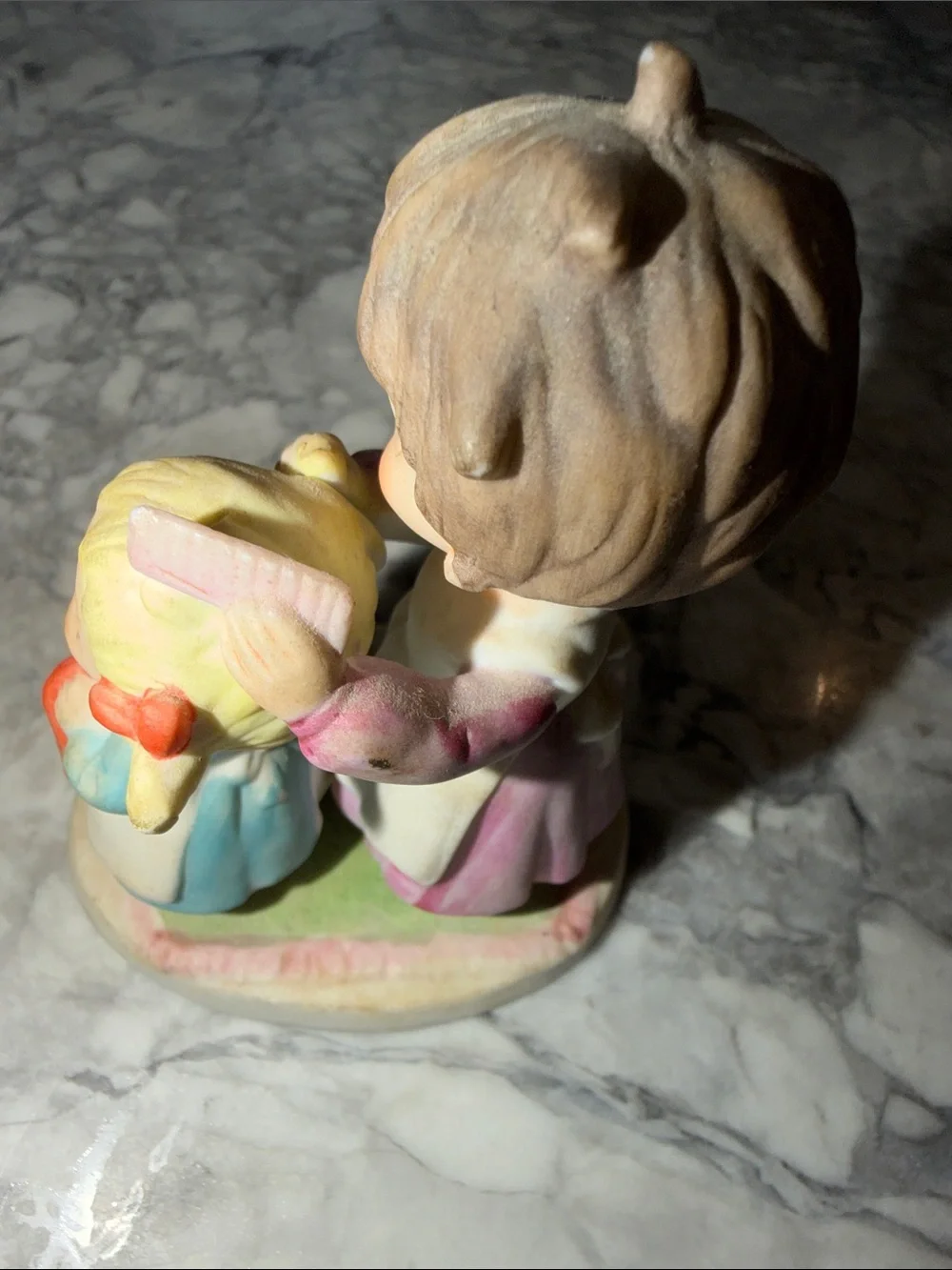 Vintage Lefton Ceramic Figurine of Sister Combing Lil sister #241 stamp